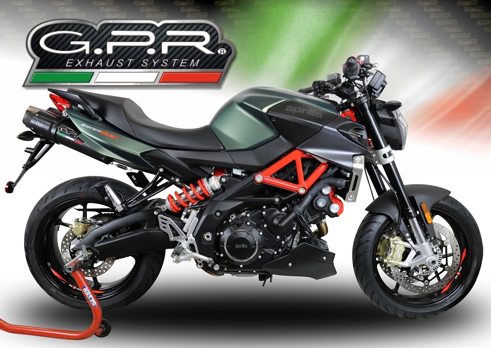 Exhaust compatible with Aprilia Shiver 900 2017-2020, GP Evo4 Poppy, Dual slip-on including removable db killers and link pipes 