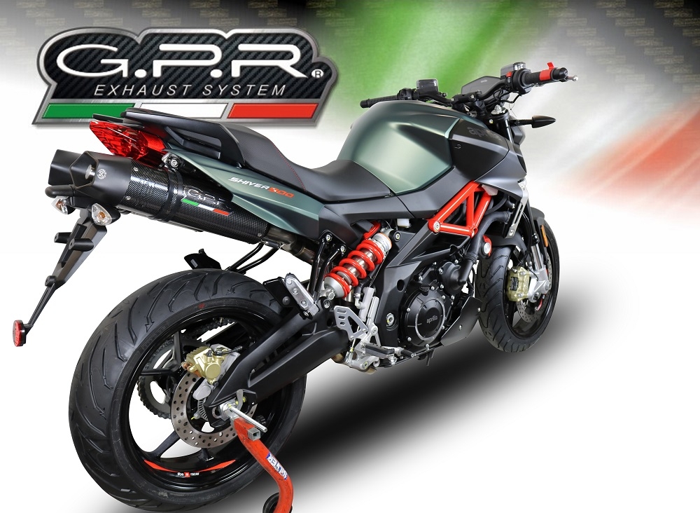 Exhaust compatible with Aprilia Shiver 900 2017-2020, GP Evo4 Poppy, Dual slip-on including removable db killers and link pipes 