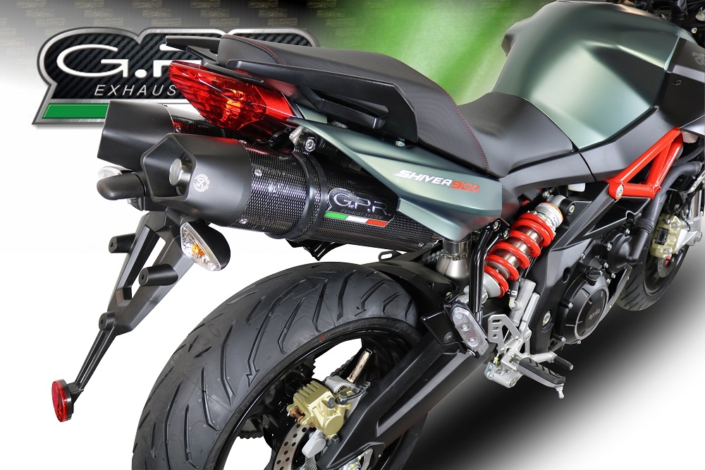 Exhaust compatible with Aprilia Shiver 900 2017-2020, GP Evo4 Poppy, Dual slip-on including removable db killers and link pipes 