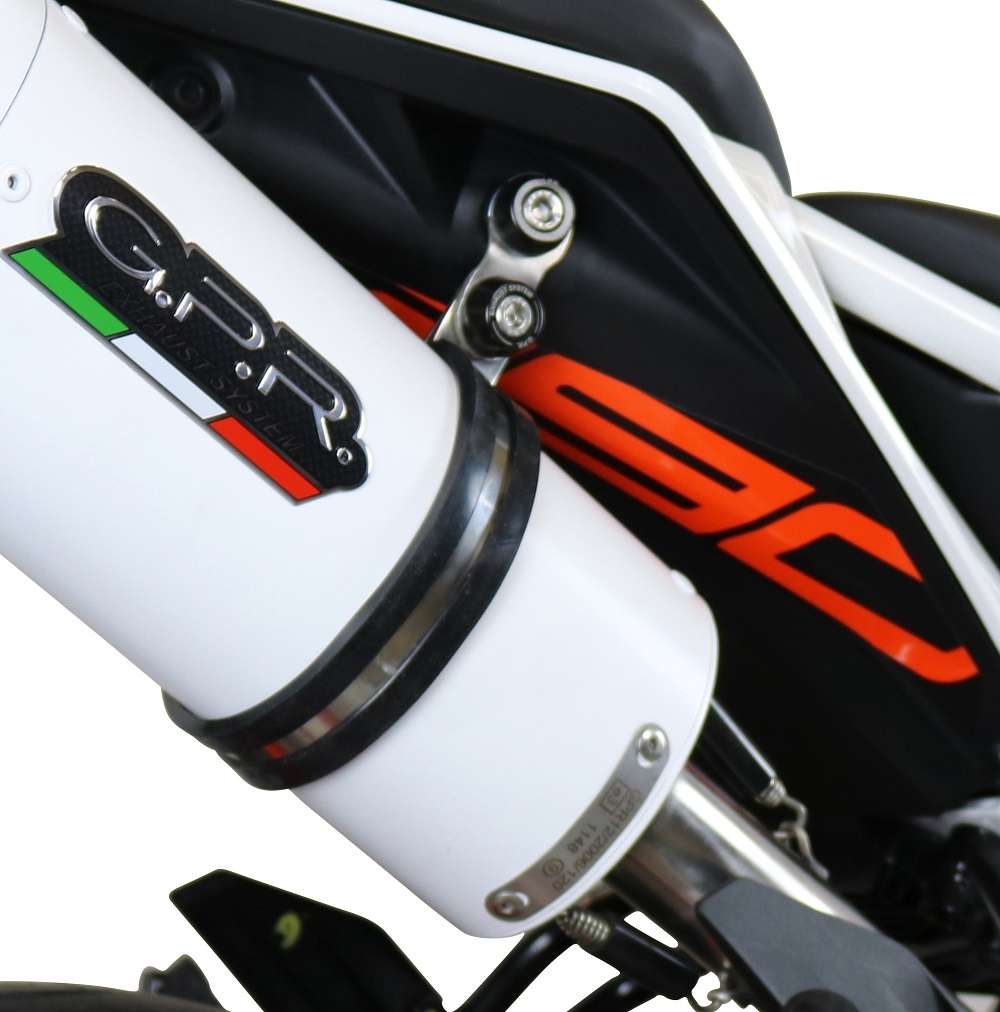 GPR exhaust compatible with  Ktm RC 390 2017-2020, Furore Evo4 Nero, Slip-on exhaust including removable db killer, link pipe and catalyst,  EPA-compliant 