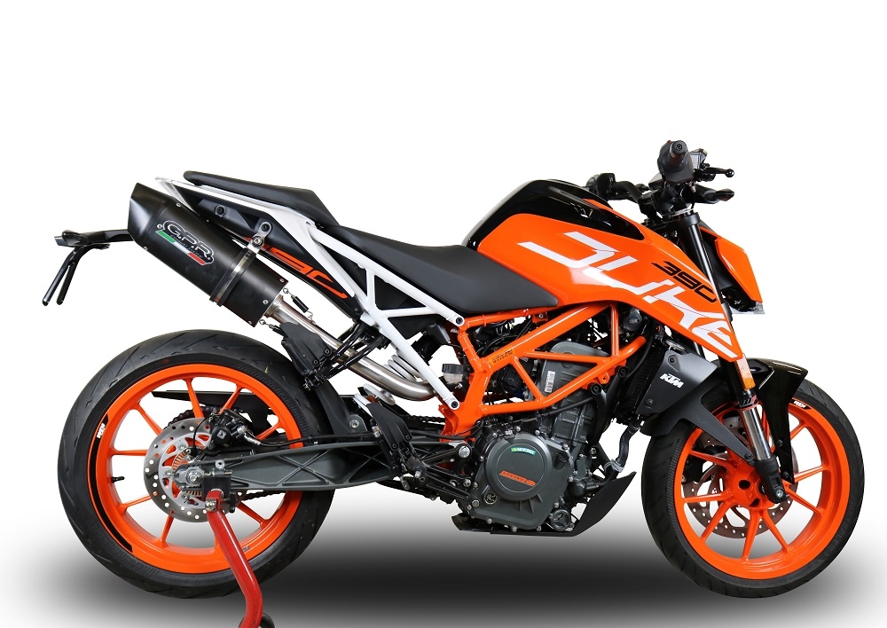 GPR exhaust compatible with  Ktm RC 390 2017-2020, Furore Evo4 Nero, Slip-on exhaust including removable db killer, link pipe and catalyst,  EPA-compliant 