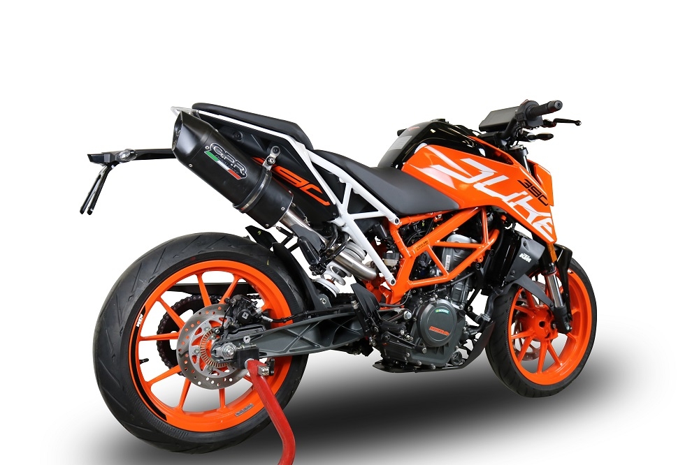 GPR exhaust compatible with  Ktm RC 390 2017-2020, Furore Evo4 Nero, Slip-on exhaust including removable db killer, link pipe and catalyst,  EPA-compliant 