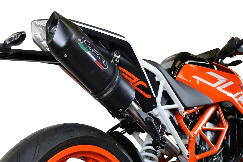 GPR exhaust compatible with  Ktm RC 390 2017-2020, Furore Evo4 Nero, Slip-on exhaust including removable db killer, link pipe and catalyst,  EPA-compliant 