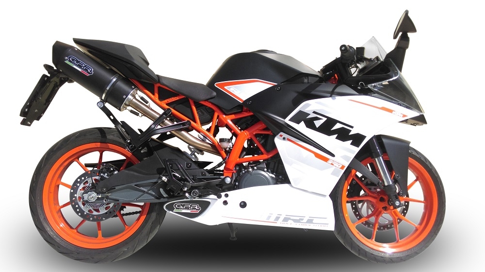 Exhaust compatible with Ktm RC 390 2015-2016, Furore Nero, Slip-on exhaust including removable db killer and link pipe 