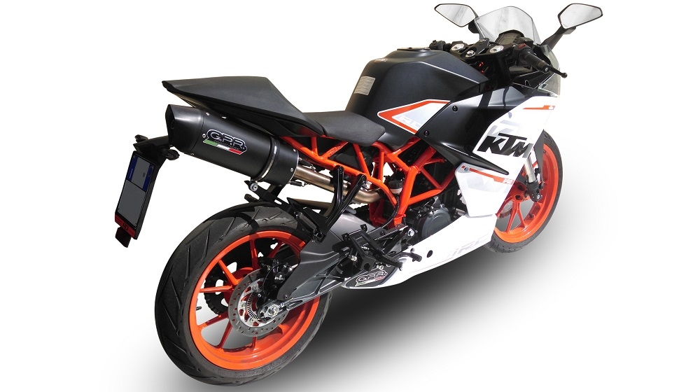 Exhaust compatible with Ktm RC 390 2015-2016, Furore Nero, Slip-on exhaust including removable db killer and link pipe 