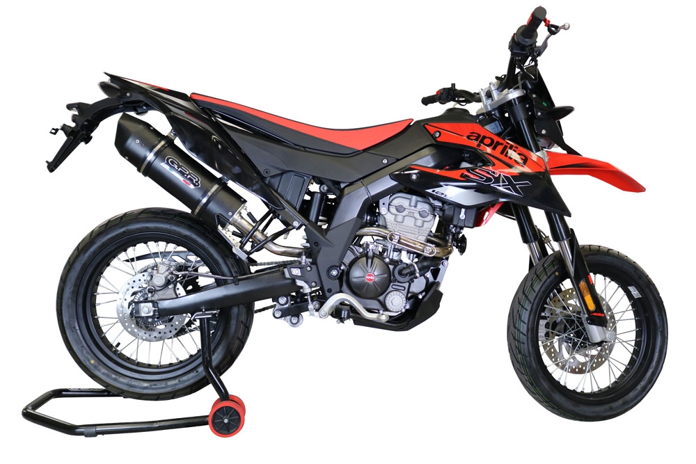 Exhaust compatible with Aprilia Rx 125 2018-2020, Furore Evo4 Nero, Slip-on exhaust including removable db killer and link pipe 