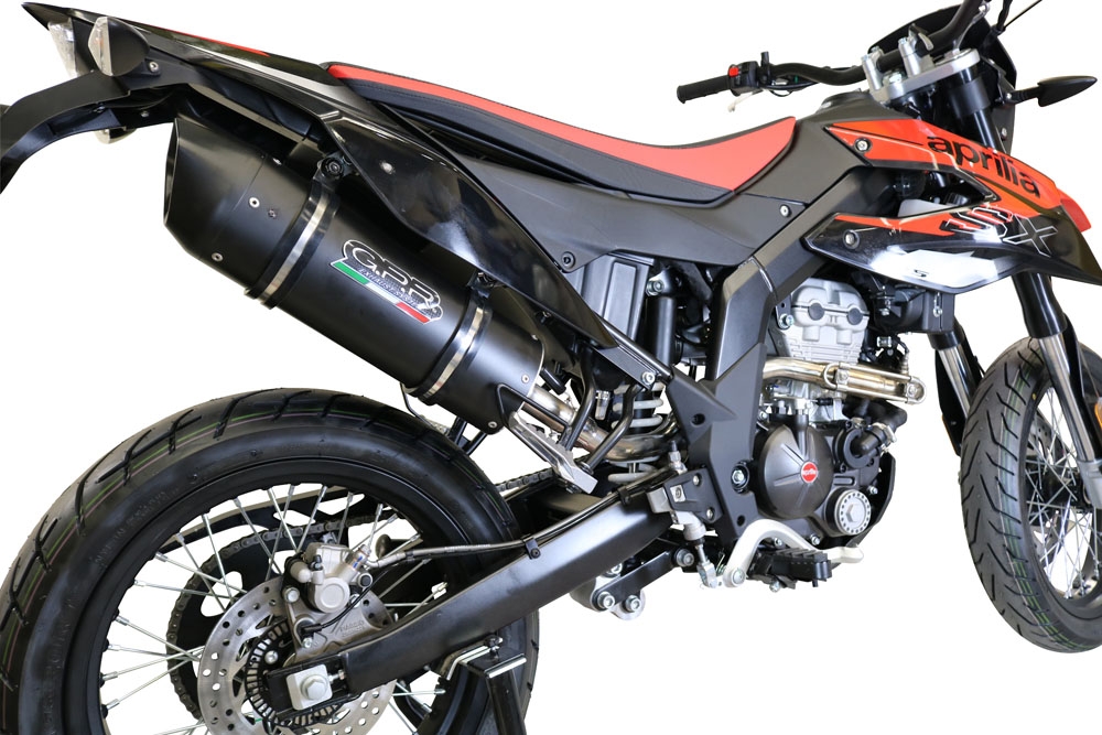 Exhaust compatible with Aprilia Rx 125 2018-2020, Furore Evo4 Nero, Slip-on exhaust including removable db killer and link pipe 