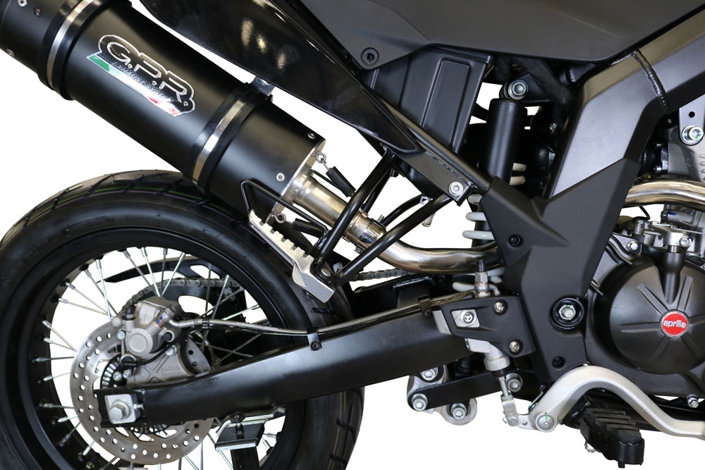 Exhaust compatible with Aprilia Rx 125 2018-2020, Furore Evo4 Nero, Slip-on exhaust including removable db killer and link pipe 