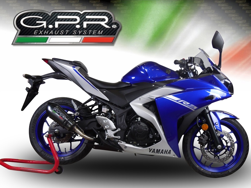 Exhaust compatible with Yamaha MT03 2018-2020, GP Evo4 Poppy, Slip-on exhaust including removable db killer and link pipe 