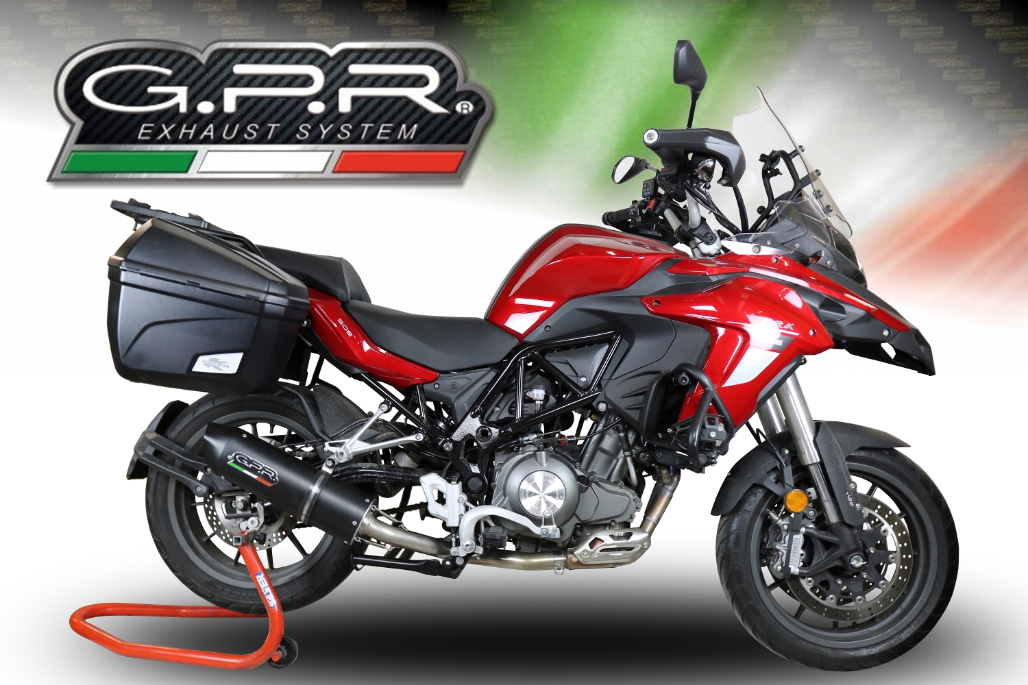 Exhaust compatible with Benelli Trk 502 2017-2020, Furore Evo4 Nero, Slip-on exhaust including link pipe and removable db killer 