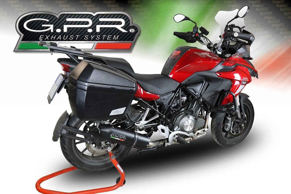 Exhaust compatible with Benelli Trk 502 2017-2020, Furore Evo4 Nero, Slip-on exhaust including link pipe and removable db killer 