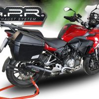 Exhaust compatible with Benelli Trk 502 2017-2020, Furore Evo4 Nero, Slip-on exhaust including link pipe and removable db killer 