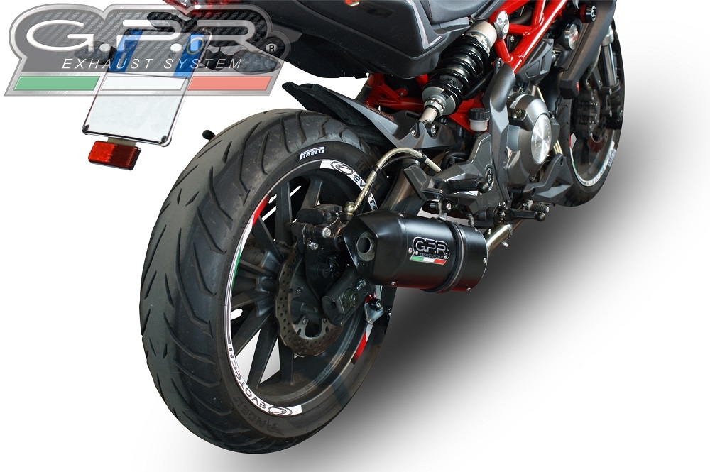 Exhaust compatible with Benelli Bn 302 S 2017-2024, Furore Evo4 Nero, Slip-on exhaust including removable db killer and link pipe 