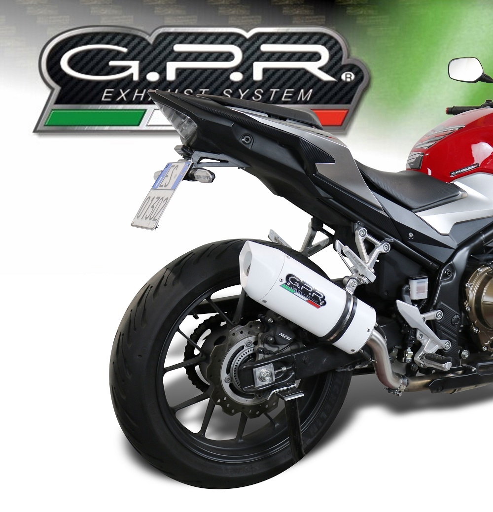 GPR exhaust compatible with  Honda CBR500R 2024-2025, Albus Ceramic, Slip-on exhaust including removable db killer and link pipe, EPA-compliant 