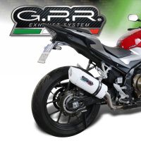 GPR exhaust compatible with  Honda CBR500R 2024-2025, Albus Ceramic, Slip-on exhaust including removable db killer and link pipe, EPA-compliant 