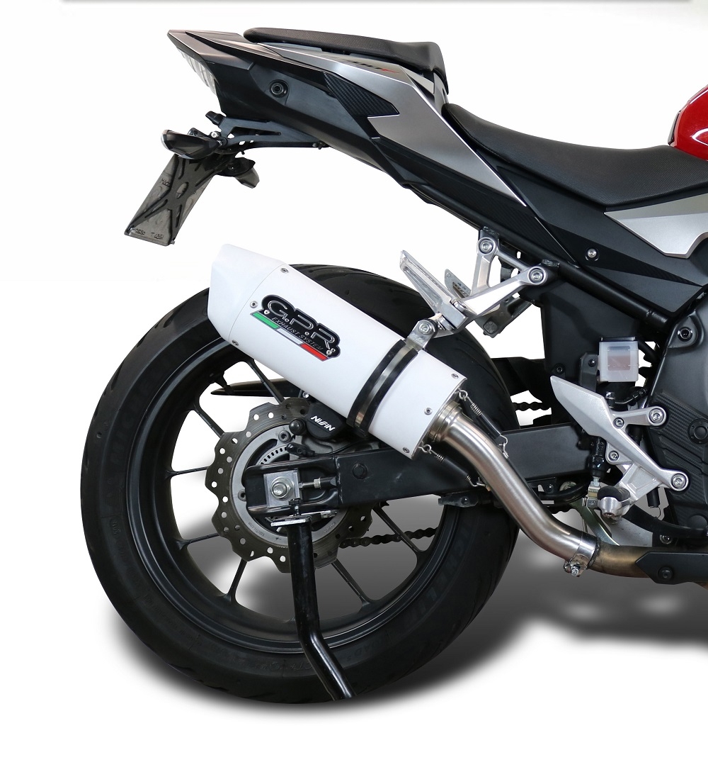 GPR exhaust compatible with  Honda CBR500R 2024-2025, Albus Ceramic, Slip-on exhaust including removable db killer and link pipe, EPA-compliant 