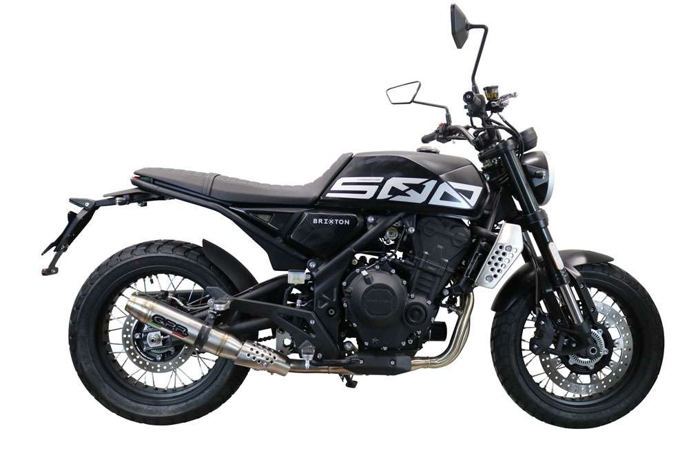 Exhaust compatible with Brixton Crossfire 500 X 2020-2021, Deeptone Inox, Slip-on exhaust including removable db killer and link pipe, EPA-compliant 