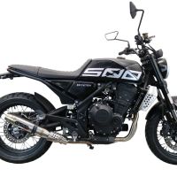 Exhaust compatible with Brixton Crossfire 500 X 2020-2021, Deeptone Inox, Slip-on exhaust including removable db killer and link pipe, EPA-compliant 