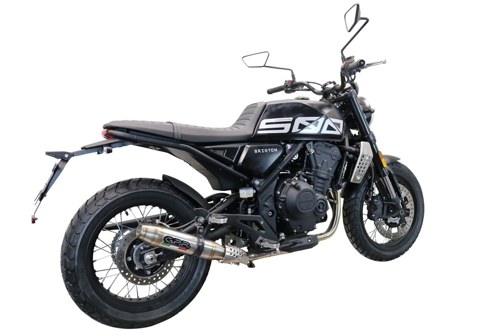 Exhaust compatible with Brixton Crossfire 500 X 2020-2021, Deeptone Inox, Slip-on exhaust including removable db killer and link pipe, EPA-compliant 