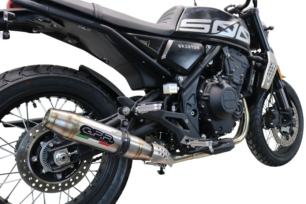 Exhaust compatible with Brixton Crossfire 500 X 2020-2021, Deeptone Inox, Slip-on exhaust including removable db killer and link pipe, EPA-compliant 