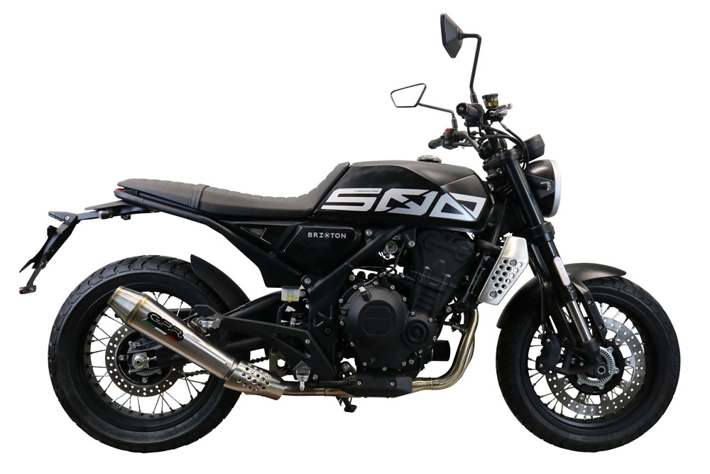 Exhaust compatible with Brixton Crossfire 500 X 2022-2023, Ultracone, Slip-on exhaust including removable db killer and link pipe 