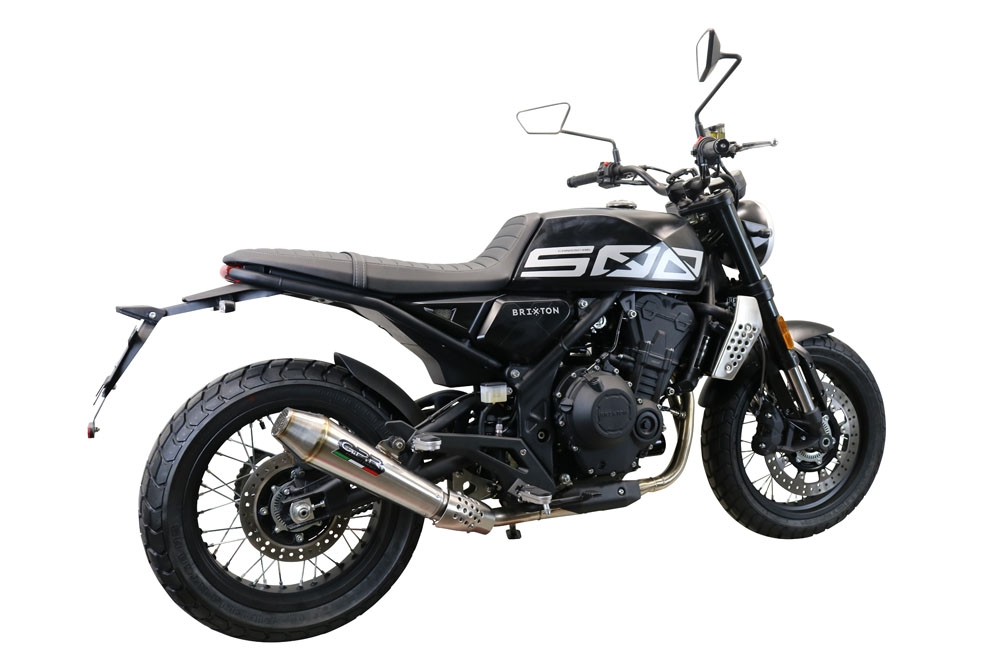 Exhaust compatible with Brixton Crossfire 500 X 2022-2023, Ultracone, Slip-on exhaust including removable db killer and link pipe 