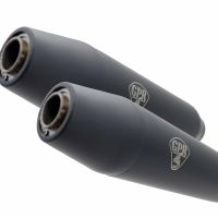 Exhaust compatible with Honda VTR250 1988-1990, Deeptone Black Cafè Racer, Dual universal silencer kit without link pipes, EPA-compliant 