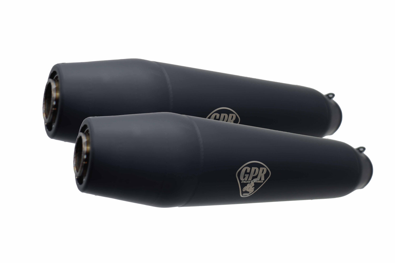 Exhaust compatible with Honda VTR250 1988-1990, Deeptone Black Cafè Racer, Dual universal silencer kit without link pipes, EPA-compliant 