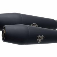 Exhaust compatible with Honda VTR250 1988-1990, Deeptone Black Cafè Racer, Dual universal silencer kit without link pipes, EPA-compliant 