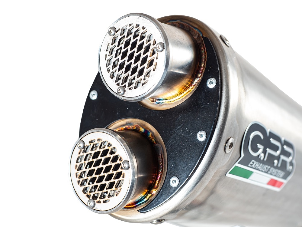 Exhaust compatible with Benelli Trk 702 2023-2024, Dual Inox, Slip-on exhaust including removable db killer and link pipe, EPA-compliant 