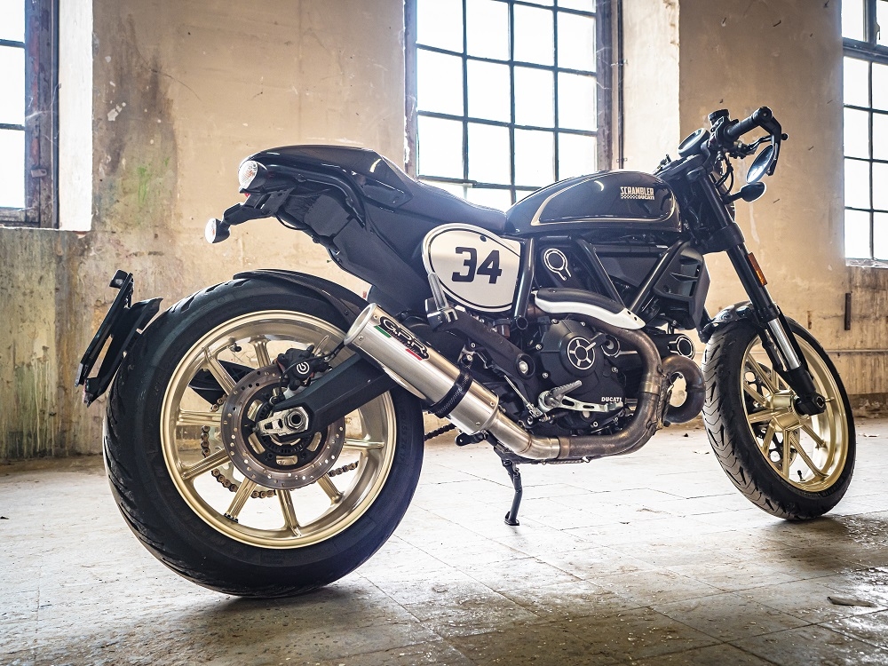 Exhaust compatible with Ducati Scrambler 803 2015-2016, M3 Inox , Slip-on exhaust including removable db killer and link pipe, not EPA-compliant 