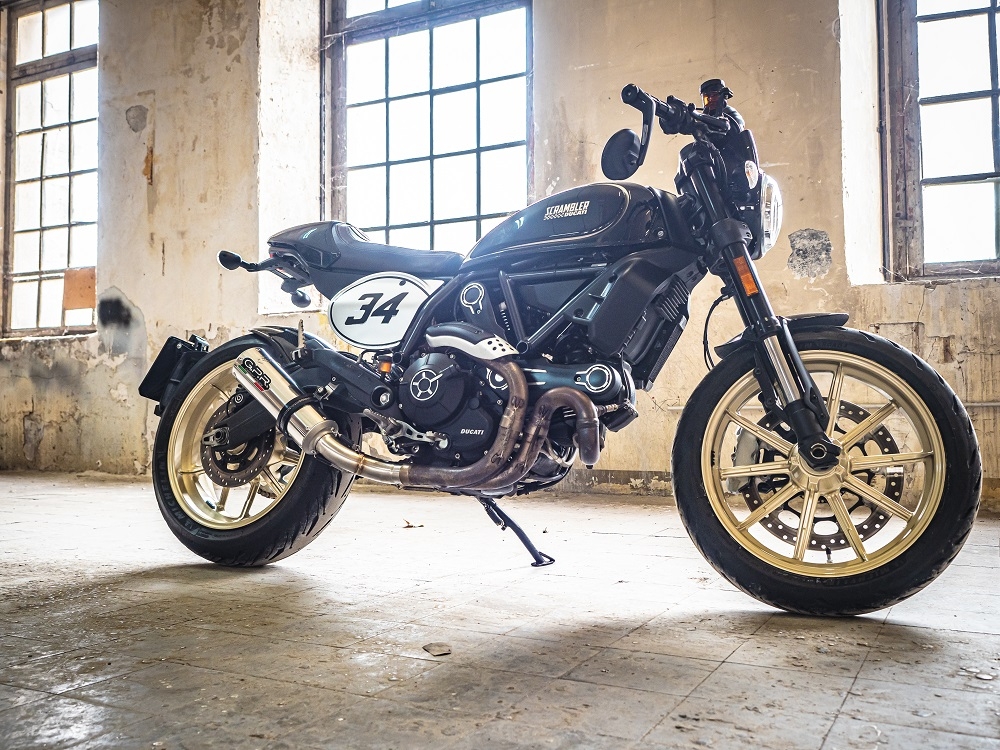 Exhaust compatible with Ducati Scrambler 803 2015-2016, M3 Inox , Slip-on exhaust including removable db killer and link pipe, not EPA-compliant 