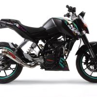 Exhaust compatible with Ktm 125 Duke 2011-2016, Powercone Evo, Slip-on exhaust including link pipe and removable db killer 