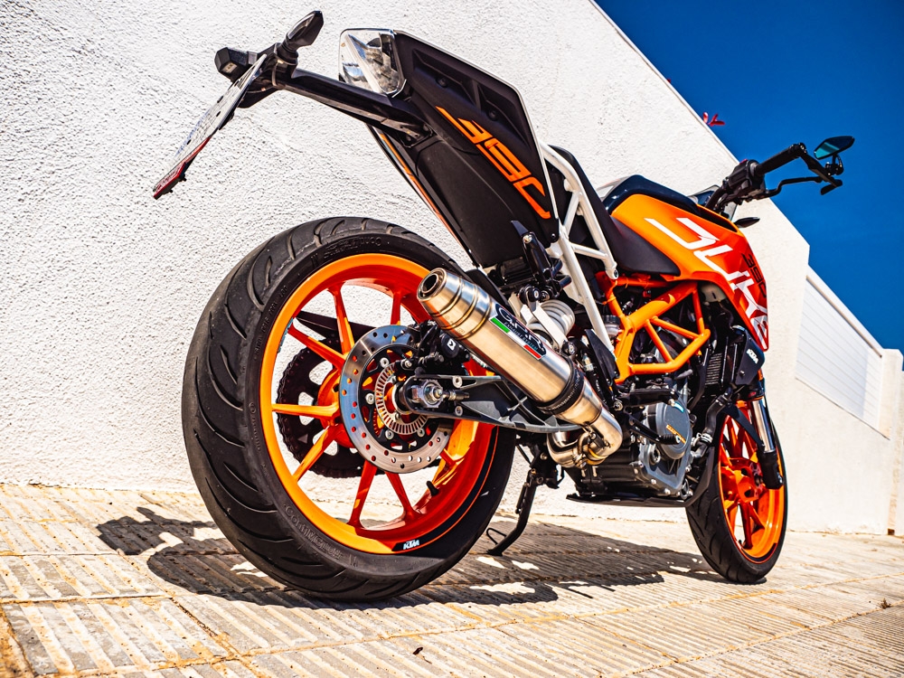 Exhaust compatible with Ktm RC 390 2017-2020, Deeptone Inox, Slip-on exhaust including removable db killer and link pipe 