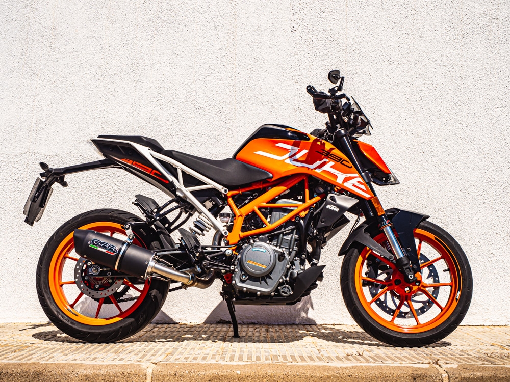 Exhaust compatible with Ktm 200 Duke 2012-2020, Furore Nero, Slip-on exhaust including link pipe 