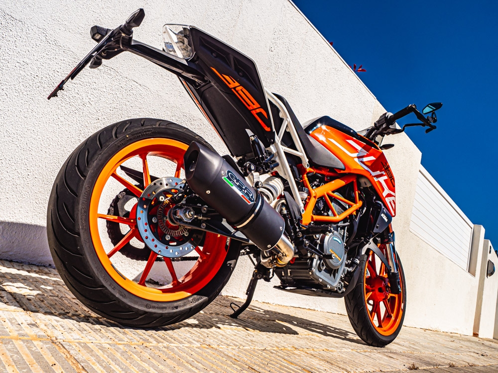 Exhaust compatible with Ktm 200 Duke 2012-2020, Furore Nero, Slip-on exhaust including link pipe 