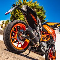 Exhaust compatible with Ktm 250 Duke 2017-2020, Furore Evo4 Nero, Slip-on exhaust including removable db killer and link pipe, not EPA-compliant 