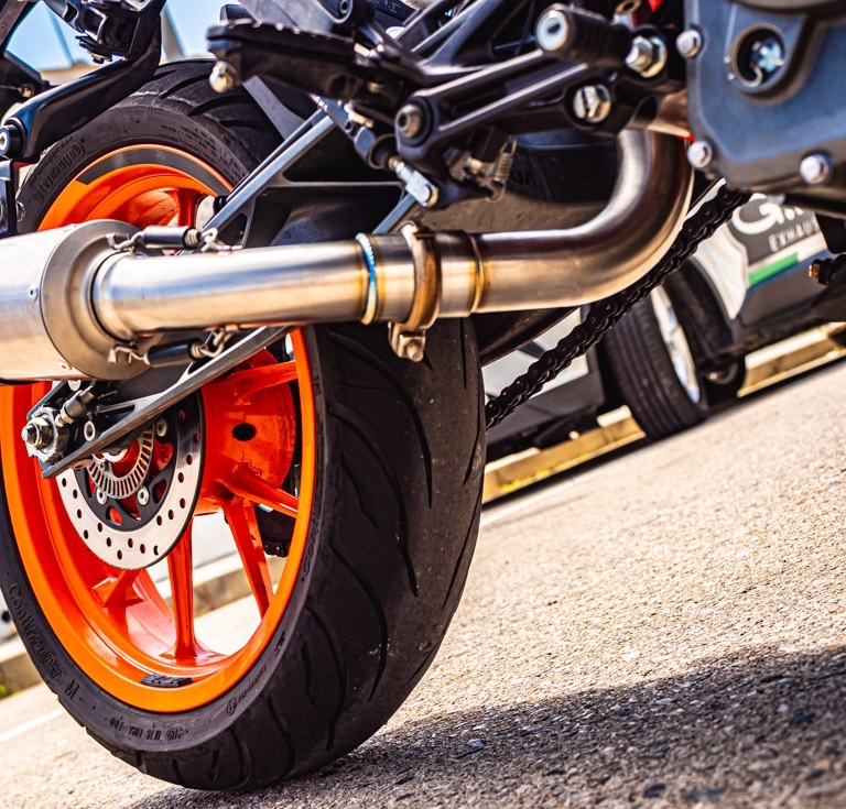 Exhaust compatible with Ktm RC 390 2017-2020, Furore Evo4 Nero, Slip-on exhaust including removable db killer and link pipe 
