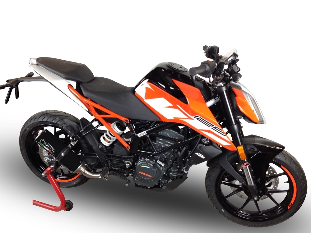 Exhaust compatible with Ktm 390 DUKE 2017-2020, M3 Black Titanium, Slip-on exhaust including removable db killer and link pipe, not EPA-compliant 