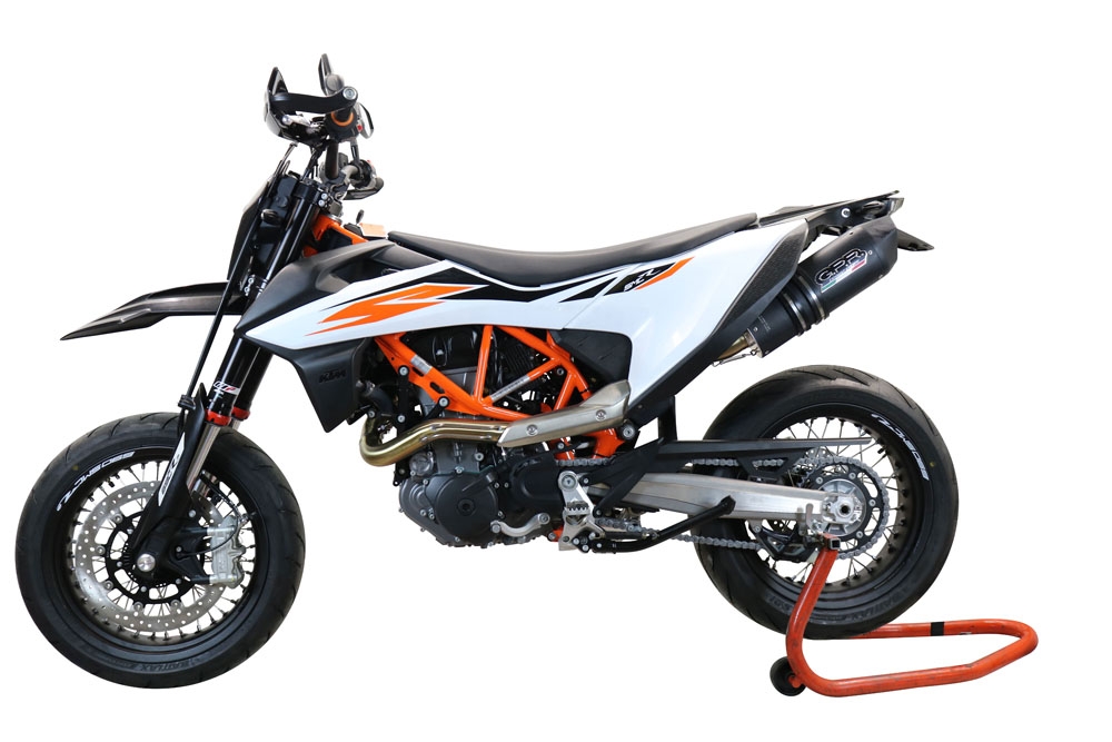 GPR exhaust compatible with  Ktm Smc 690 R  2019-2020, Furore Nero, Slip-on exhaust, including link pipe and removable db killer 