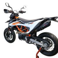 GPR exhaust compatible with  Ktm Smc 690 R  2019-2020, Furore Nero, Slip-on exhaust, including link pipe and removable db killer 
