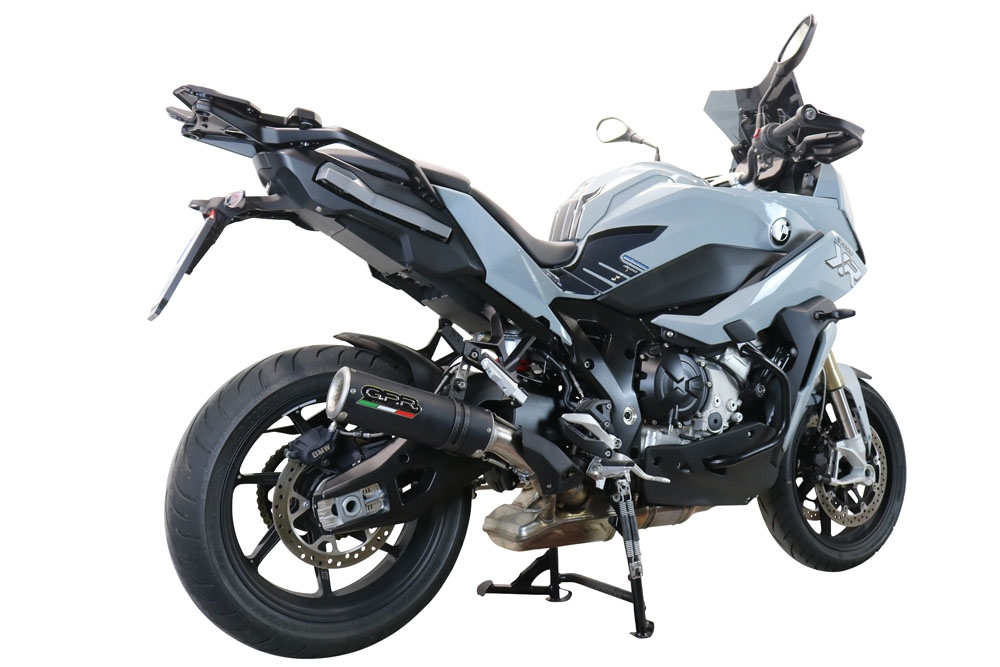 Exhaust compatible with Bmw S1000XR 2020-2025, M3 Black Titanium, Slip-on exhaust including removable db killer and link pipe 
