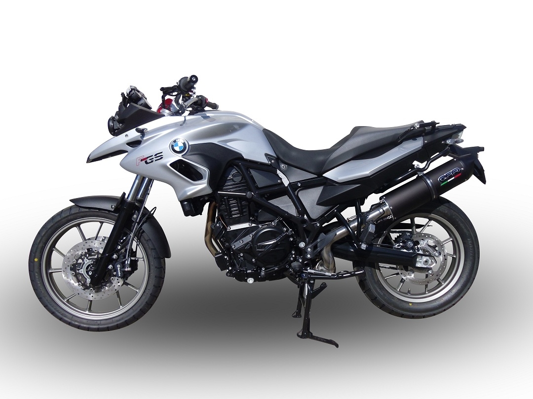 Exhaust compatible with Bmw F700GS 2011-2015, Furore Nero, Slip-on exhaust including removable db killer and link pipe, EPA-compliant 