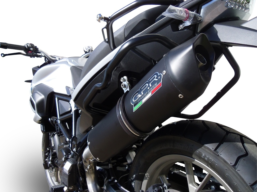 Exhaust compatible with Bmw F700GS 2011-2015, Furore Nero, Slip-on exhaust including removable db killer and link pipe, EPA-compliant 