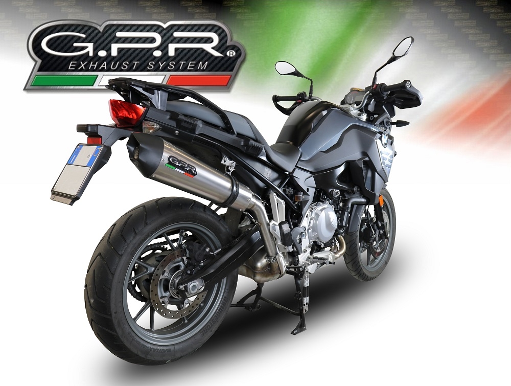Exhaust compatible with Bmw F750GS 2018-2020, GP Evo4 Titanium, Slip-on exhaust including removable db killer and link pipe 