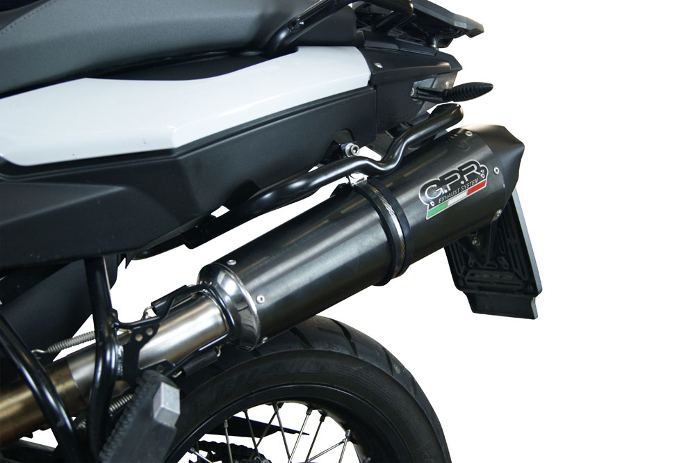 Exhaust compatible with Bmw F800GS Adventure 2016-2018, GP Evo4 Black Titanium, Slip-on exhaust including removable db killer and link pipe 