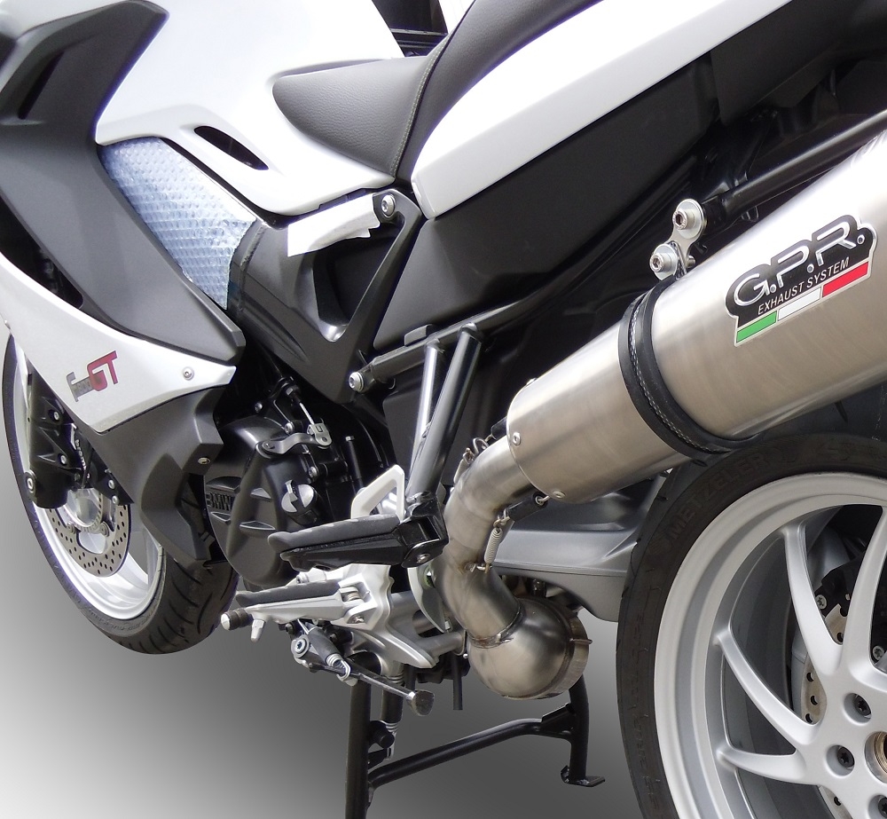 Exhaust compatible with Bmw F800GT 2017-2019, GP Evo4 Titanium, Slip-on exhaust including removable db killer and link pipe 