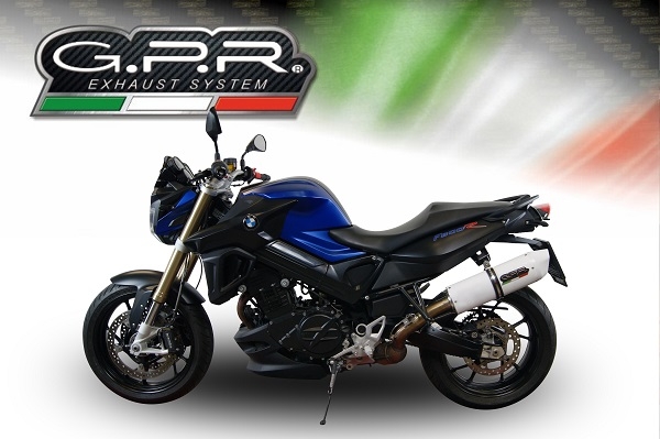 Exhaust compatible with Bmw F800R 2015-2016, Albus Ceramic, Slip-on exhaust including removable db killer and link pipe 