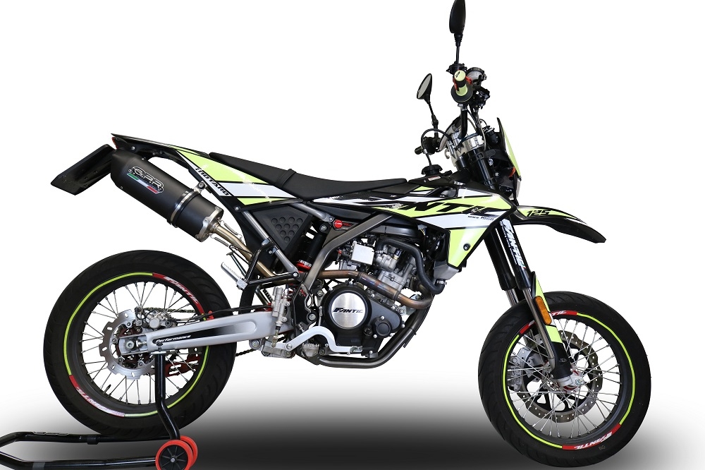 Exhaust compatible with Fantic Motor 125 M Performance 2019-2020, Furore Poppy, Slip-on exhaust including removable db killer and link pipe, EPA-compliant 