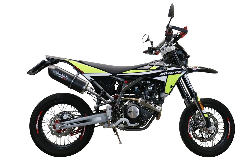 Exhaust compatible with Fantic Motor XMF Motard 125 Competition/Performance 2021-2024, Furore Evo4 Poppy, Slip-on exhaust including removable db killer and link pipe, not EPA-compliant 